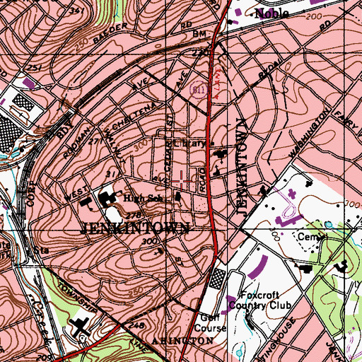 Topographic Map of Jenkintown Post Office, PA