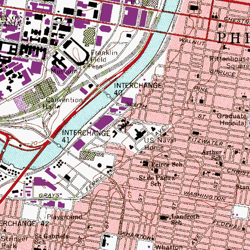 Topographic Map of John F Kennedy Vocational Technical School, PA