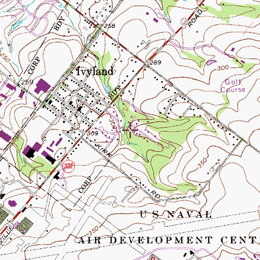 Topographic Map of John Fitch Park, PA