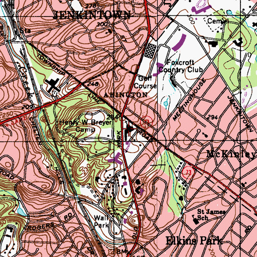 Topographic Map of Keneseth Israel, PA