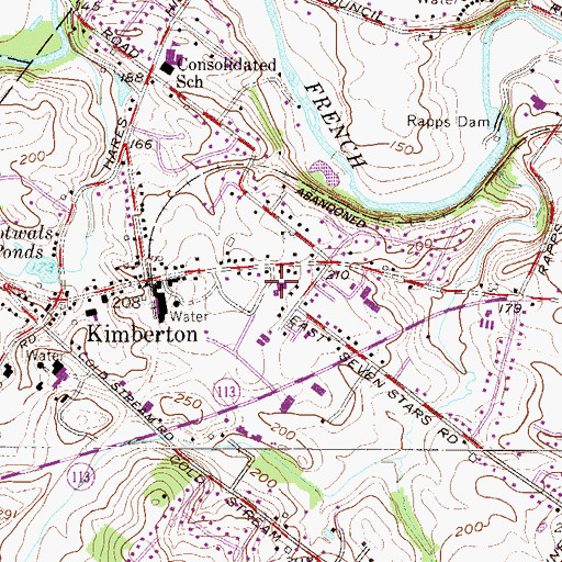 Topographic Map of Kimberton Fire Company Station 61, PA