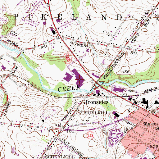 Topographic Map of Kimberton Square Shopping Center, PA