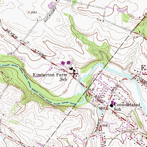 Topographic Map of Kimberton-Waldorf School, PA