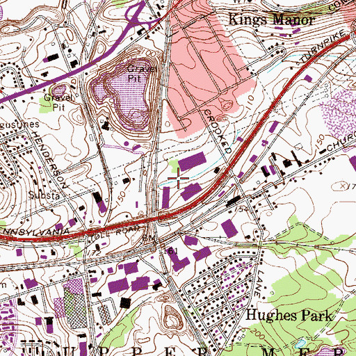 Topographic Map of King Manor Corporate Campus, PA