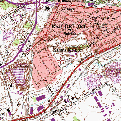 Topographic Map of King Manor Park, PA