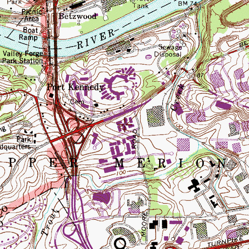 Topographic Map of King of Prussia Business Center, PA