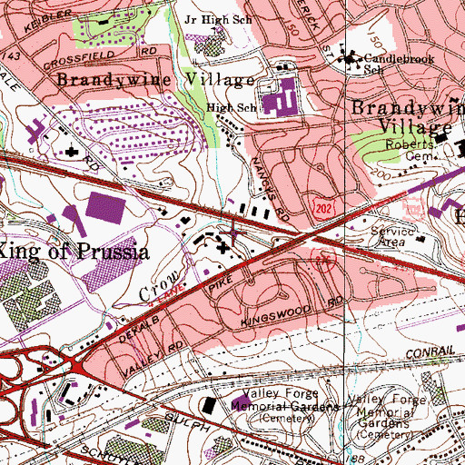 Topographic Map of King of Prussia Library, PA