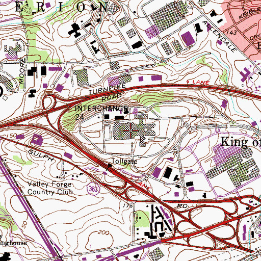 Topographic Map of King of Prussia Mall Shopping Center, PA