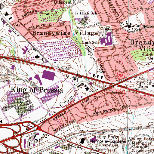 Topographic Map of King of Prussia Fire Company Station 47, PA