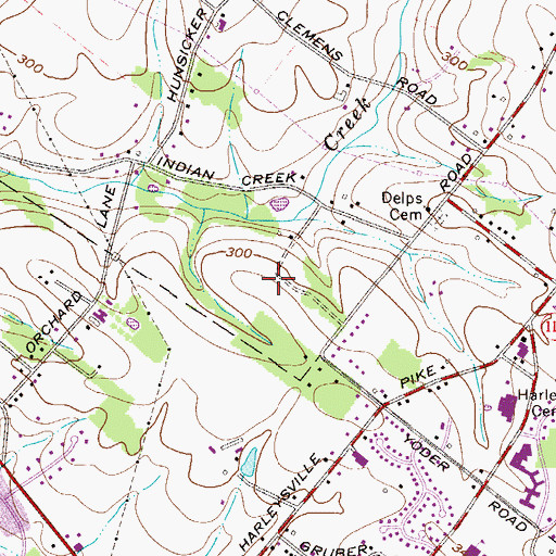 Topographic Map of Kingscote, PA