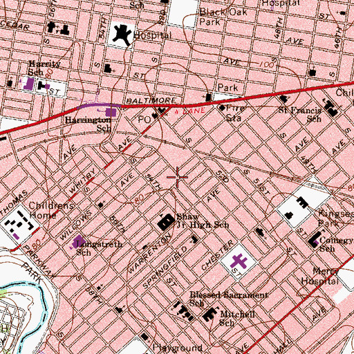 Topographic Map of Kingsessing Post Office, PA