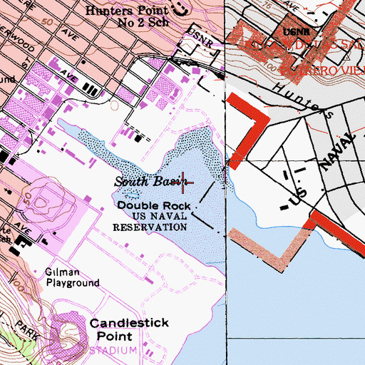 Topographic Map of South Basin, CA