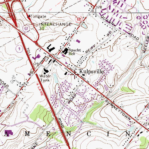 Topographic Map of Kulpsville Post Office, PA