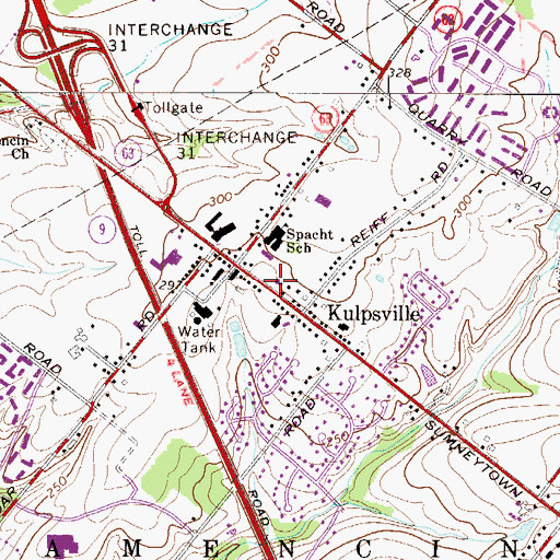 Topographic Map of Kulpsville Township Police Station, PA