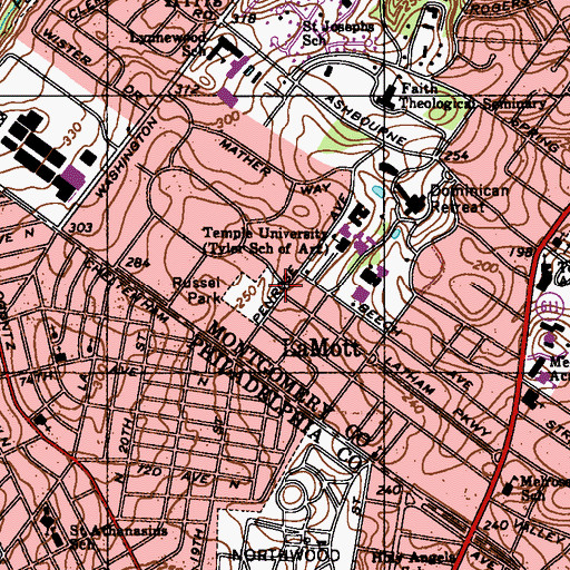 Topographic Map of LaMott Fire Company Station 2, PA
