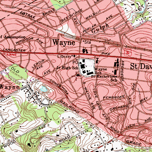 Topographic Map of Lane Montessori School, PA