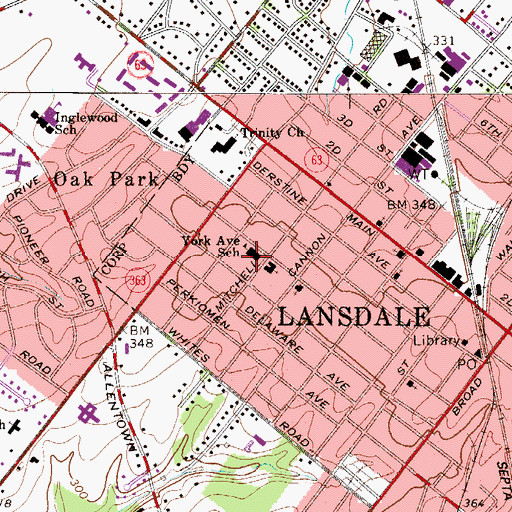 Topographic Map of Lanesdale Montessori School, PA