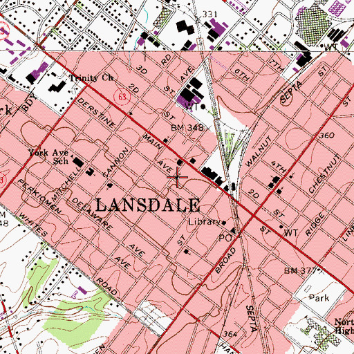 Topographic Map of Lansdale Nazarene Church, PA
