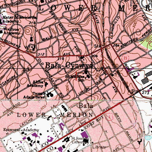 Topographic Map of Latches Lane, PA