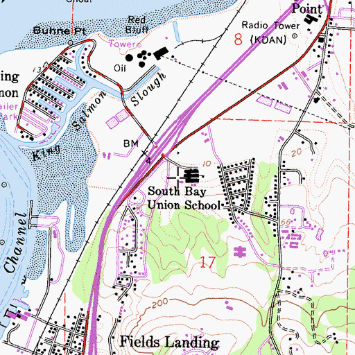 Topographic Map of South Bay Elementary School, CA