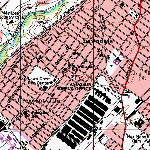 Topographic Map of Lawncrest, PA