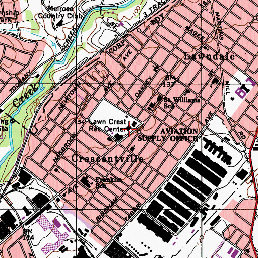 Topographic Map of Lawncrest Branch Library Free Library of Philadelphia, PA