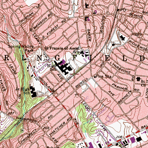 Topographic Map of Leamy Avenue Station, PA