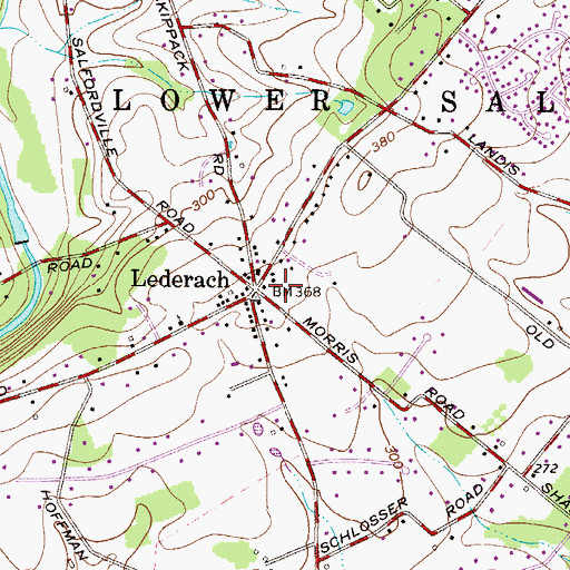 Topographic Map of Lederach Post Office, PA