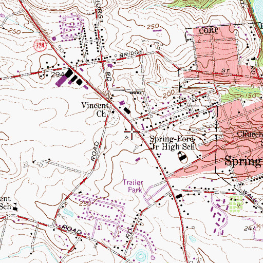 Topographic Map of Saint Joseph Catholic Churrch, PA