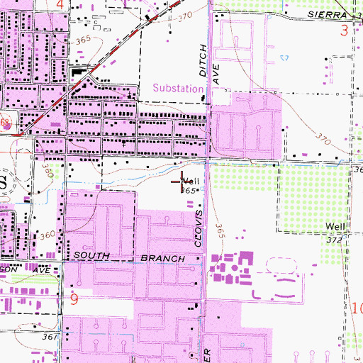 Topographic Map of South Branch Clovis Ditch, CA