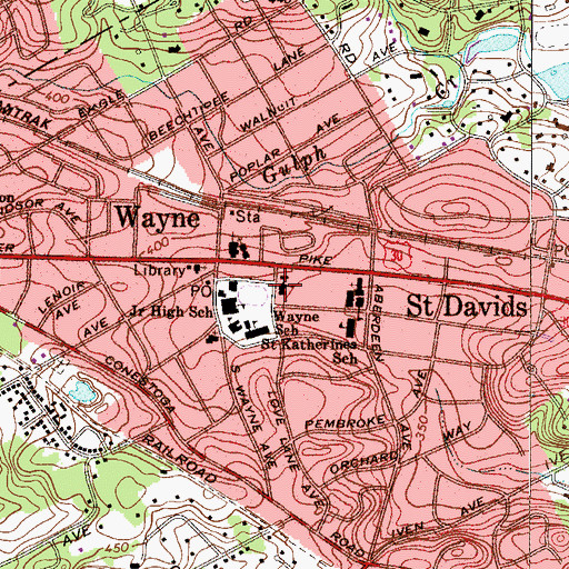 Topographic Map of Saint Mary's Episcopal School, PA