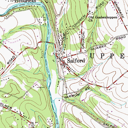 Topographic Map of Salford Post Office, PA