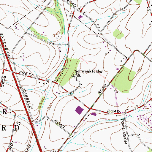 Topographic Map of Salford Schwenkfelder Cemetery, PA