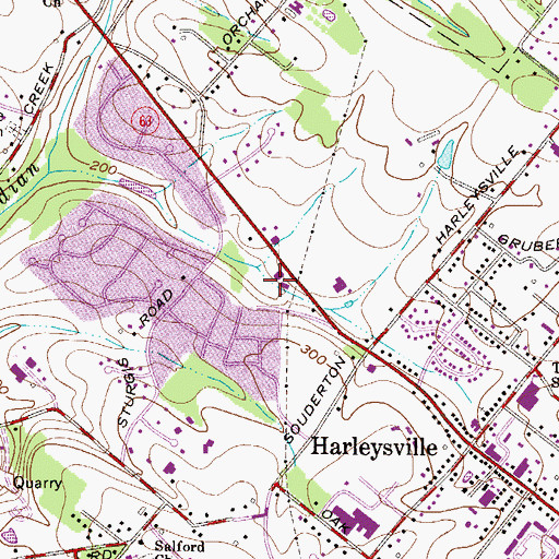 Topographic Map of Salford Square Shopping Center, PA
