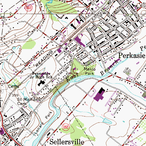 Topographic Map of Samuel Pierce Library, PA