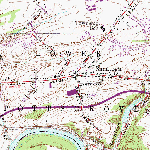 Topographic Map of Sanatoga Branch Post Office, PA