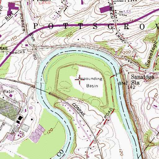 Topographic Map of Sanatoga County Preserve, PA
