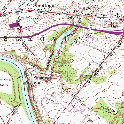 Topographic Map of Sanatoga Memorial Park, PA