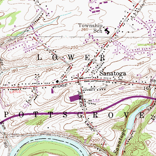 Topographic Map of Sanatoga Police Station, PA