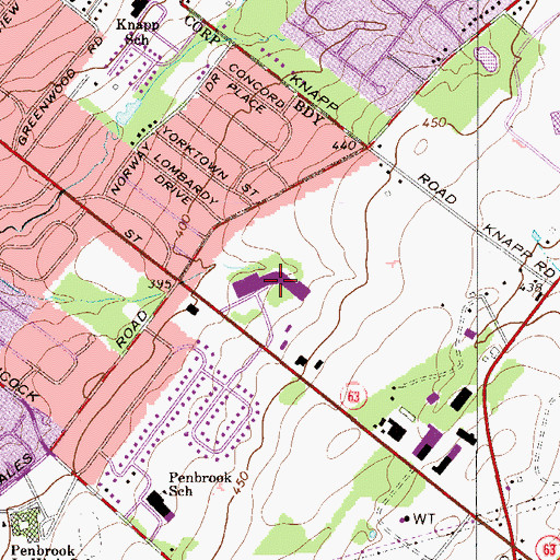 Topographic Map of Sandy Brooke Plaza Shopping Center, PA
