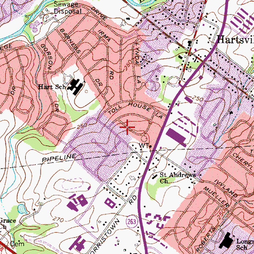Topographic Map of Saxony Manor, PA