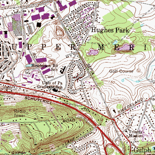 Topographic Map of Schoolside Manor, PA