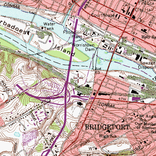 Topographic Map of Schuylkill River Boat House Park, PA