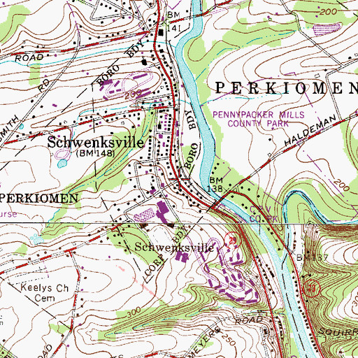 Topographic Map of Schwenksville Borough Hall, PA