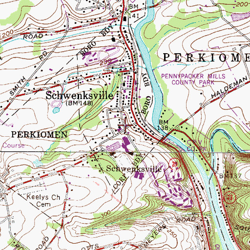 Topographic Map of Schwenksville Community Library, PA