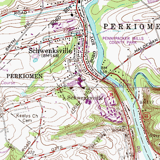 Topographic Map of Schwenksville Elementary School, PA