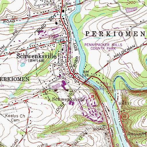 Topographic Map of Schwenksville Police Station, PA