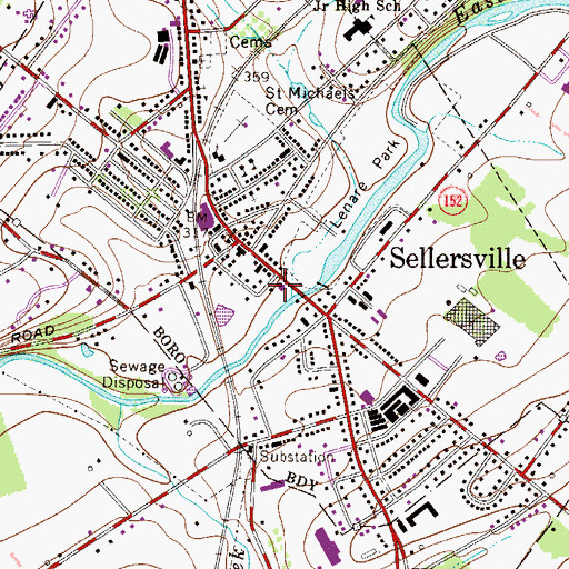 Topographic Map of Sellersville Fire Department Station 27, PA