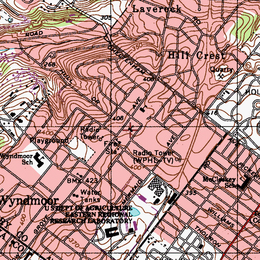 Topographic Map of Seven Dolors Catholic Church, PA