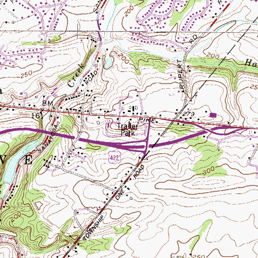 Topographic Map of Shaners Trailer Park, PA